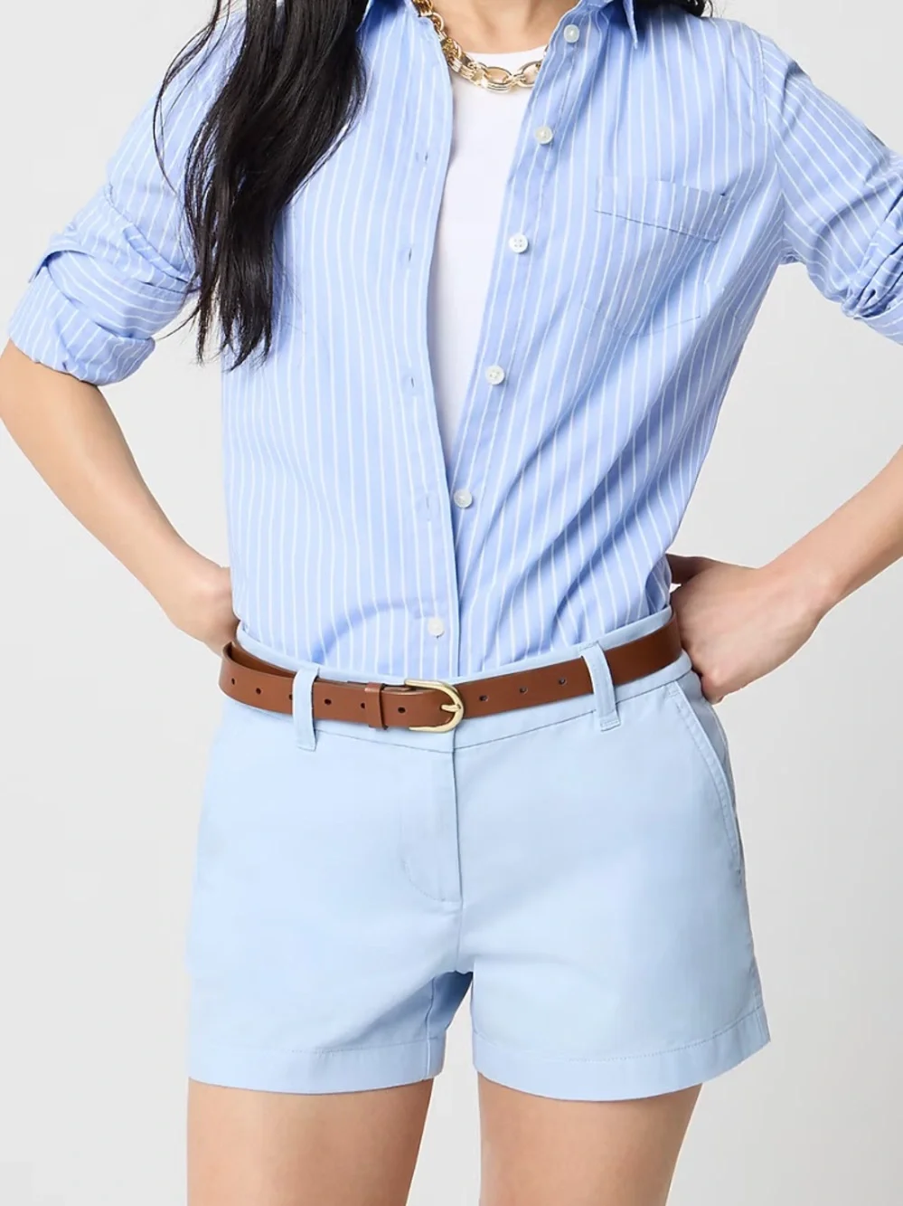 J. CREW 3.5” Classic Chino Shorts Light Blue Size 14 NEW